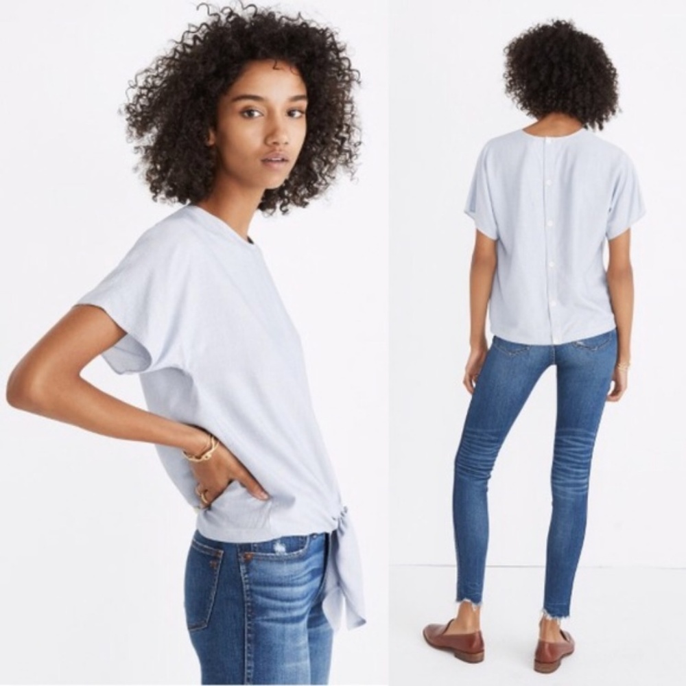 Madewell Button-Back Tie Tee in Stripe